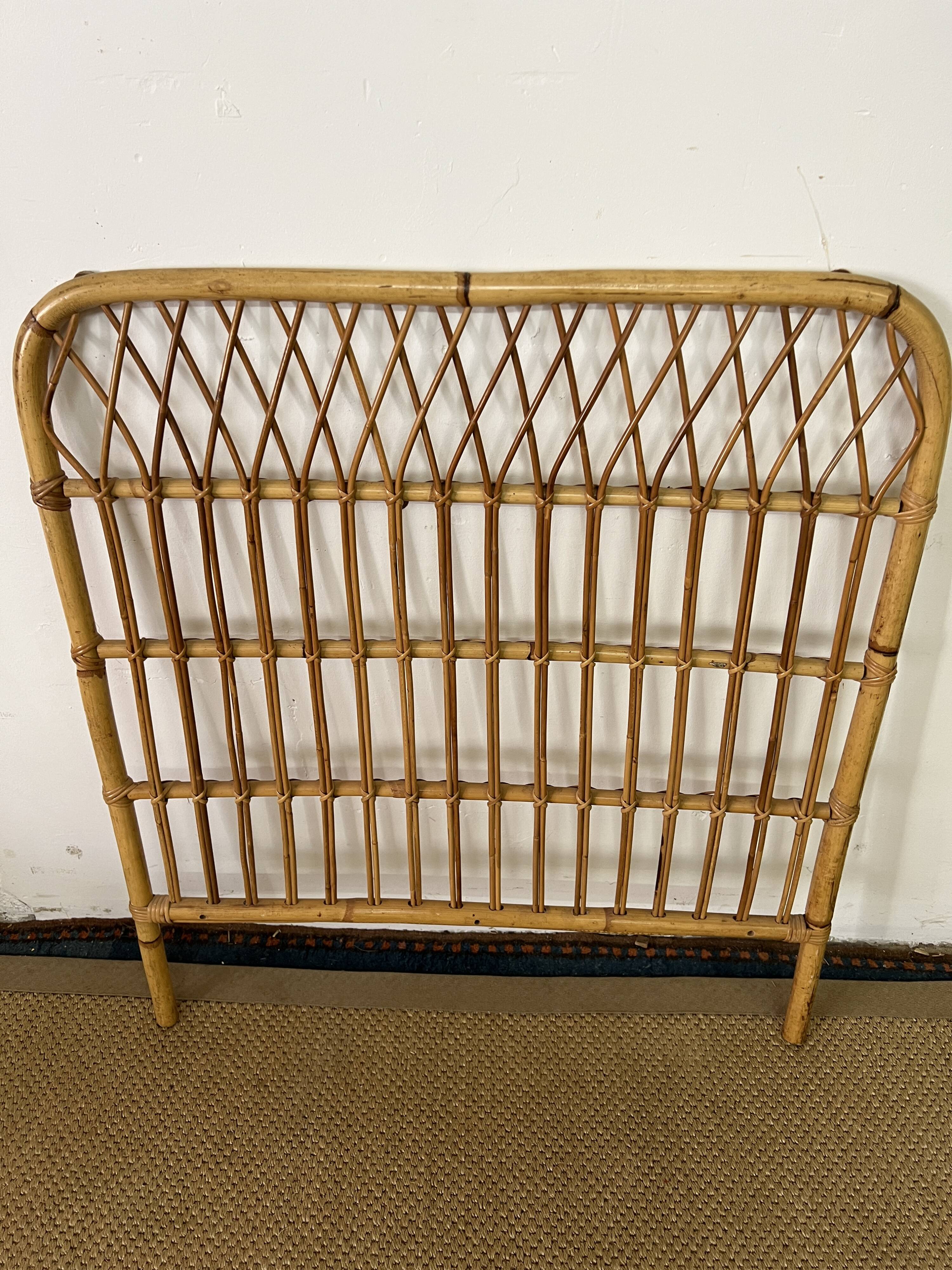 Vintage bamboo and rattan headboard