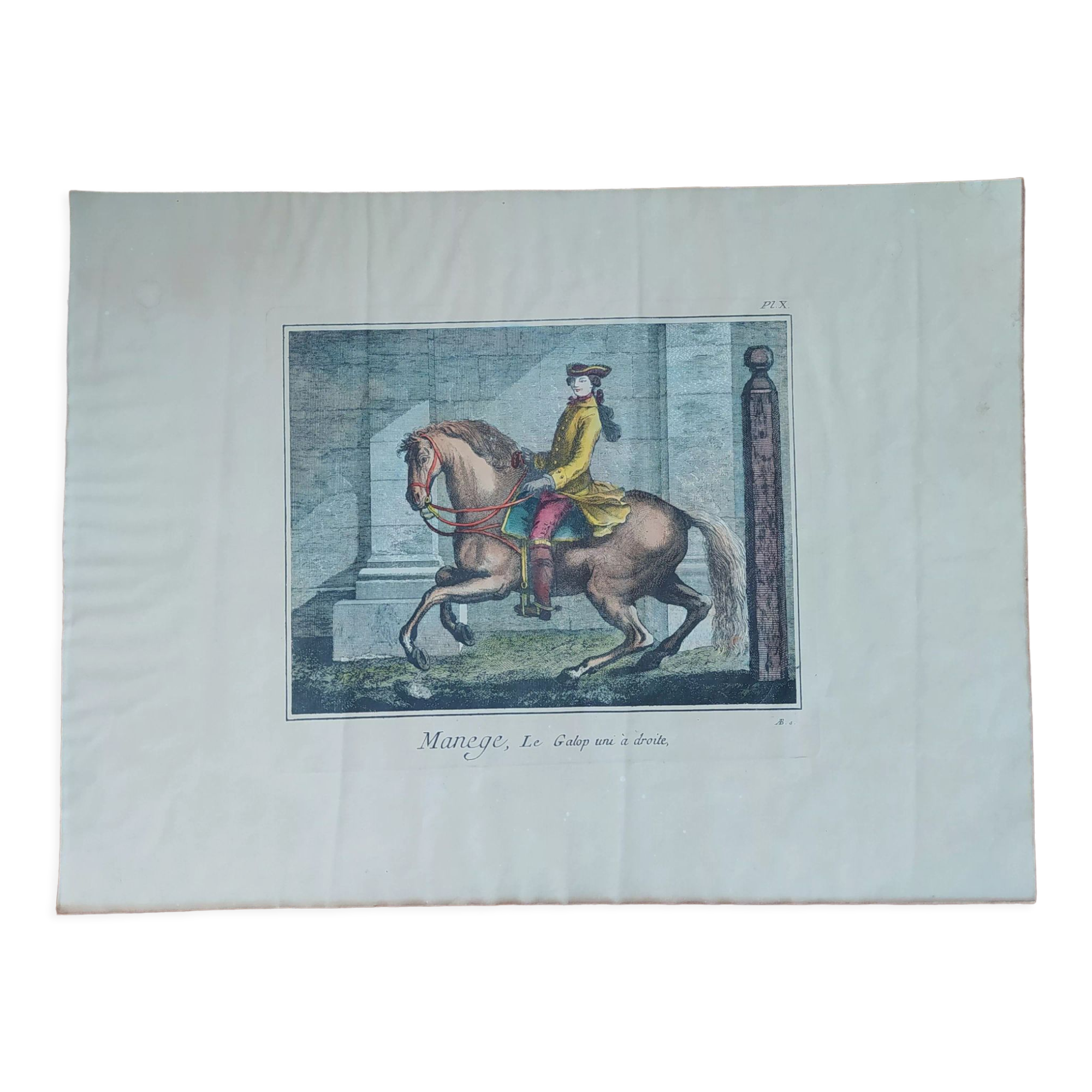 Antique equestrian engraving