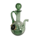 Old refreshing carafe pourer in green blown glass with vintage cap