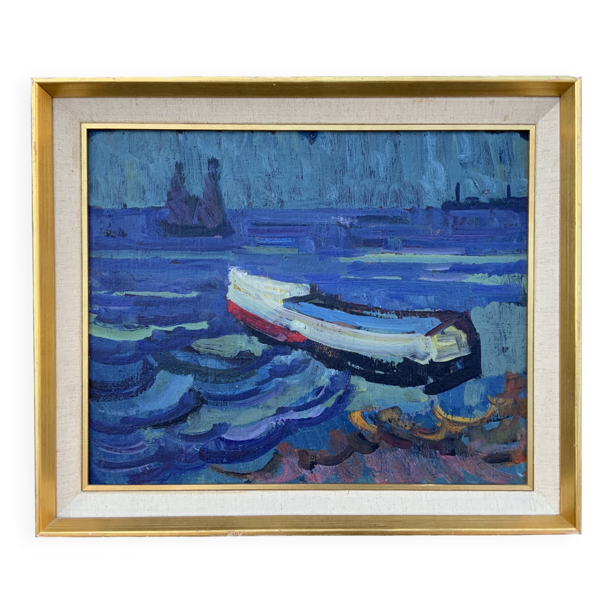Vintage Modernists Oil Painting Abstract Landscape Gerhard Larsson 1960