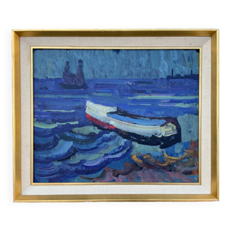 Vintage Modernists Oil Painting Abstract Landscape Gerhard Larsson 1960