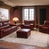 Roche Bobois Set – Patinated cognac leather – 1980s design