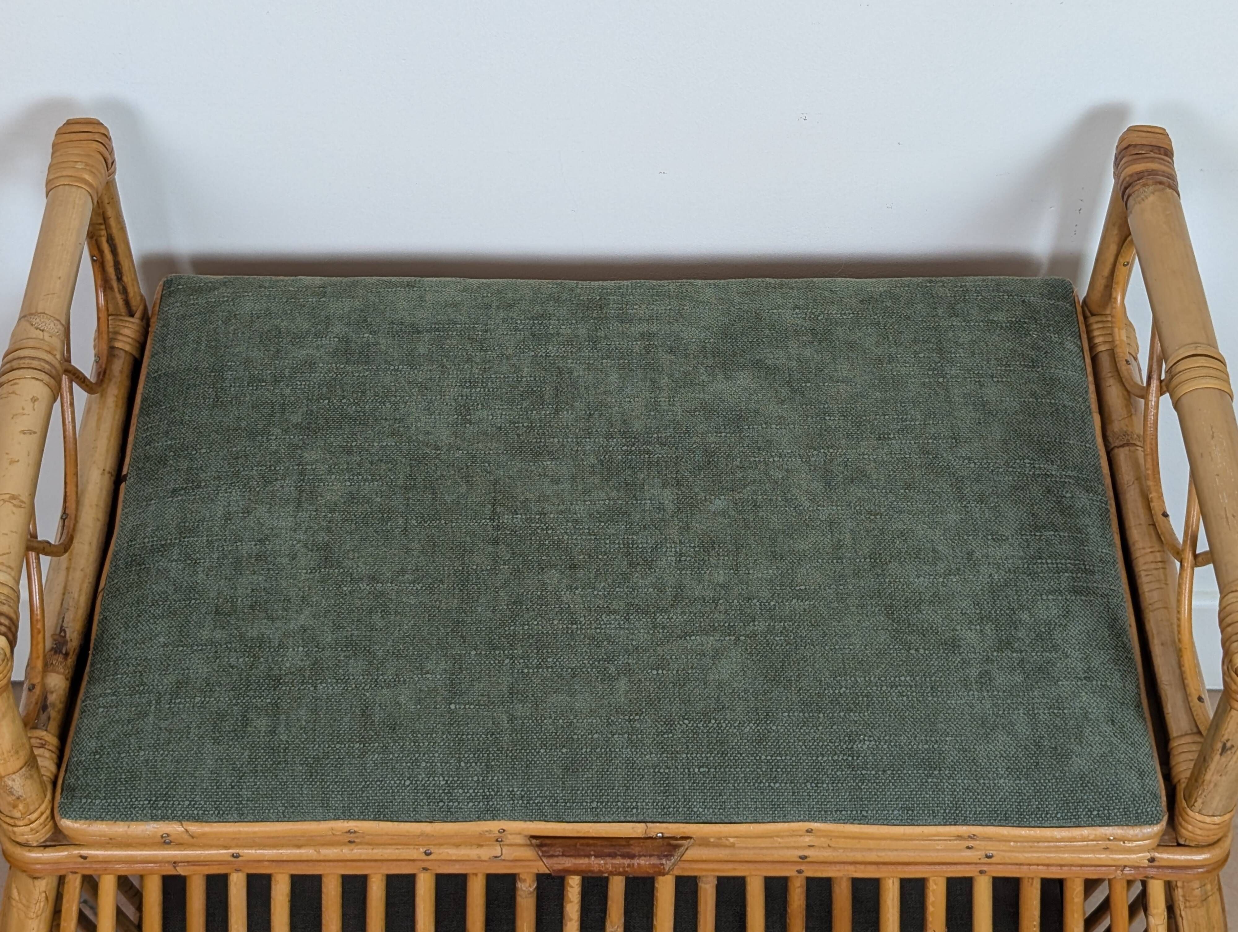 1960s rattan storage bench