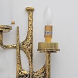 Pair of Brutalist Bronze Wall and Murano glass Sconces by Felix Agostini, 1