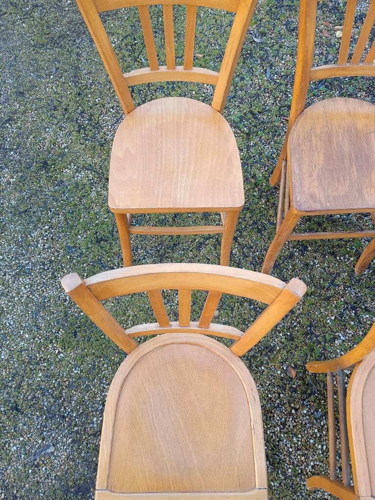 Ensemble de 10 chaises bistrot années 1950-60 vintage