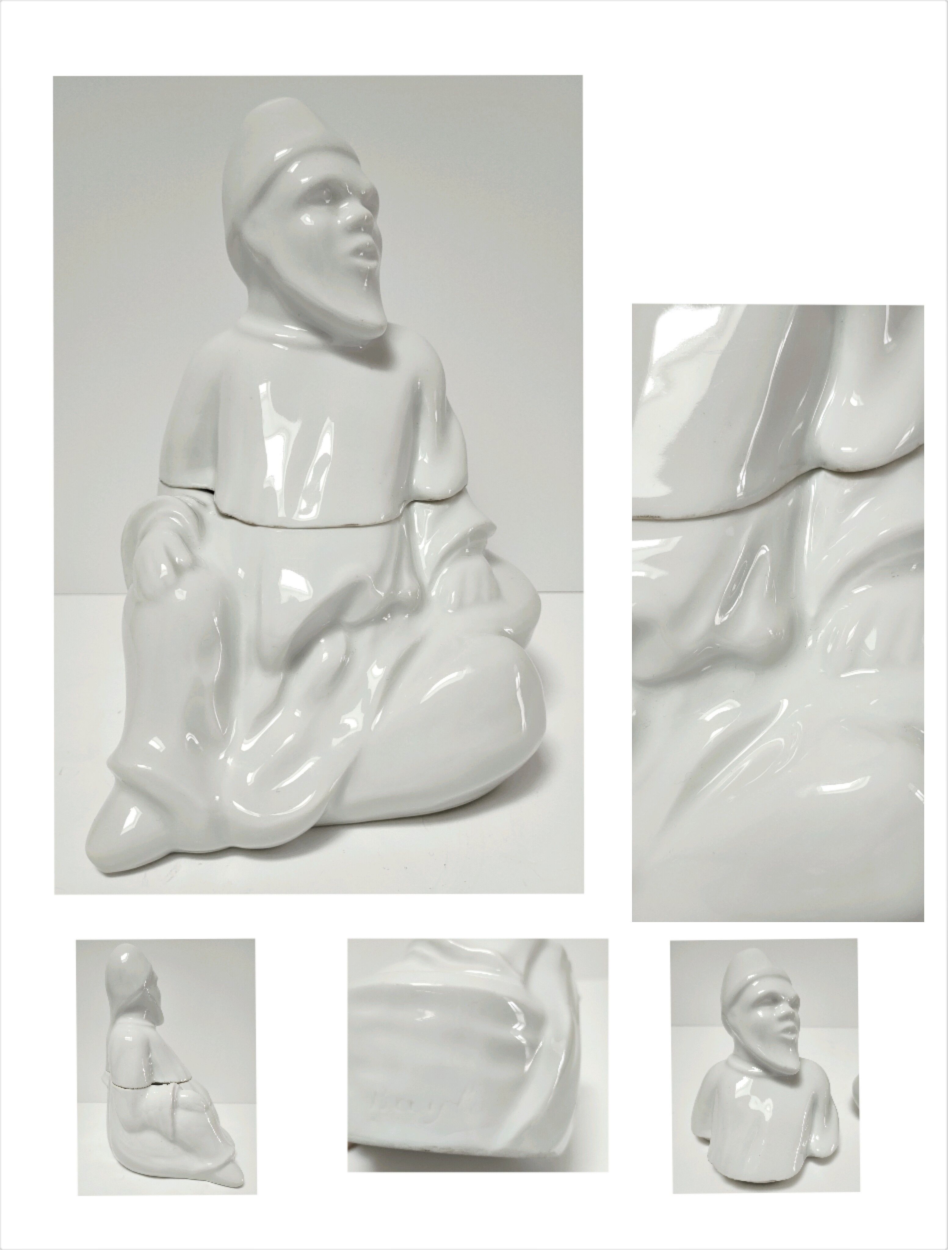 Anthropomorphic porcelain pot signed Baylac late nineteenth early twentieth