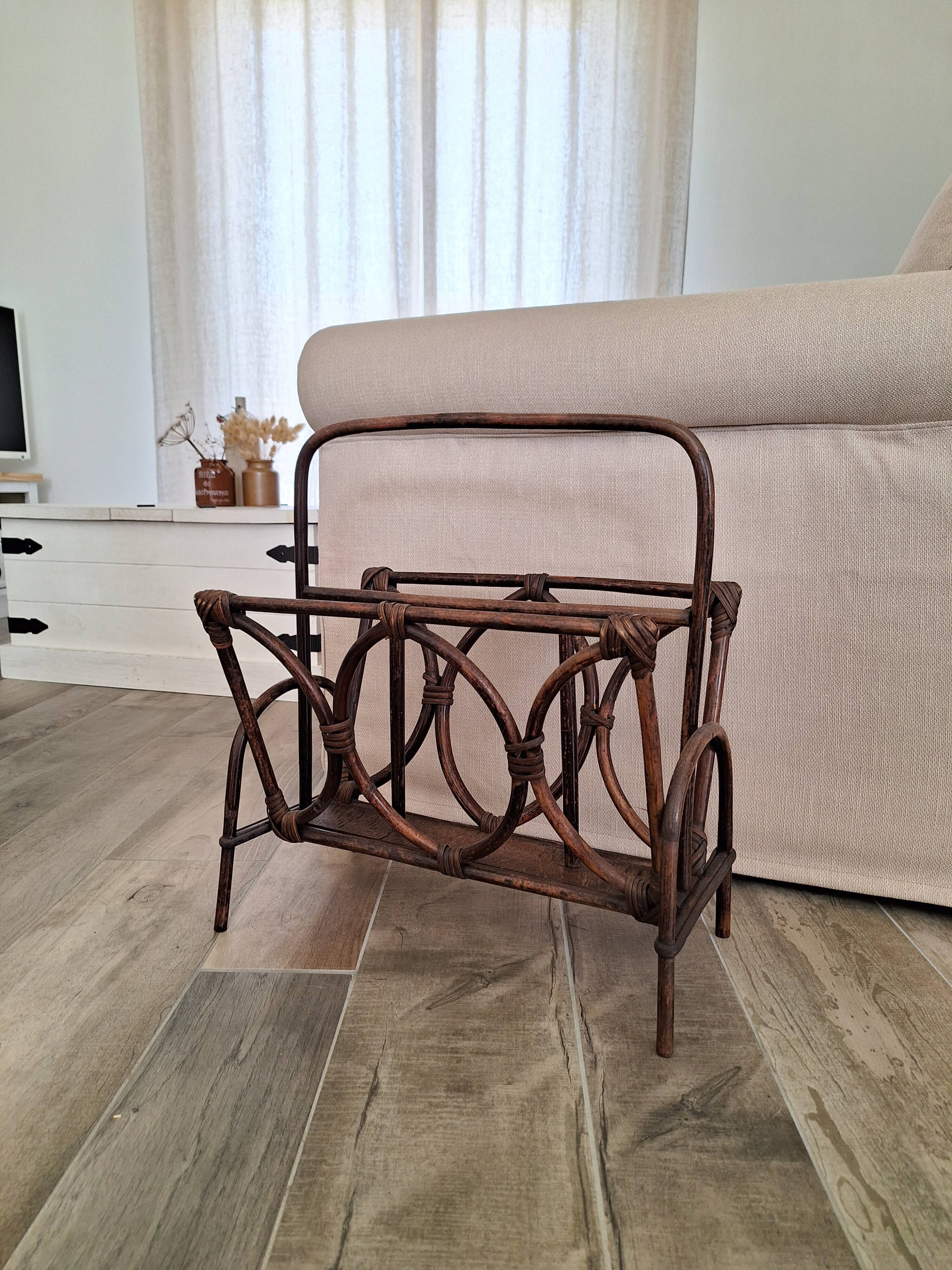 Rattan magazine holder