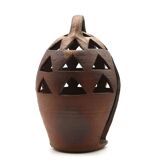 Impressive ceramic candlestick lantern, 1970s stoneware.