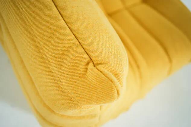 Togo Chair and Pouf Set in Yellow Tweed