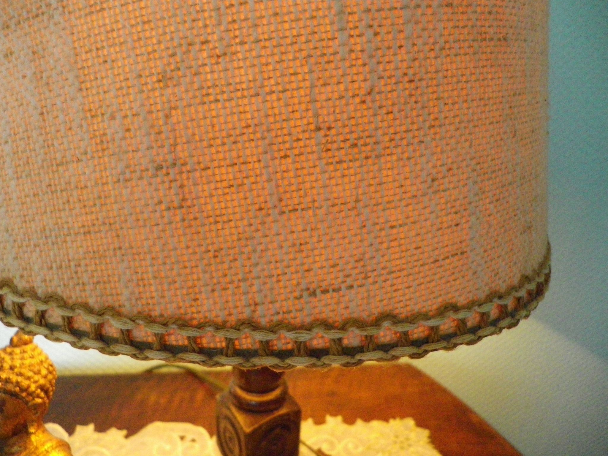 Wooden Desk Lamp with Geometric Design and Fabric Shade, France