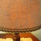 Wooden Desk Lamp with Geometric Design and Fabric Shade, France