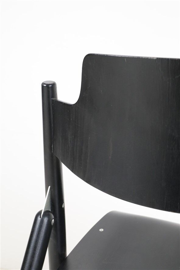 Black Mid Century “SE18” folding chair by Egon Eiermann for Wilde + Spieth