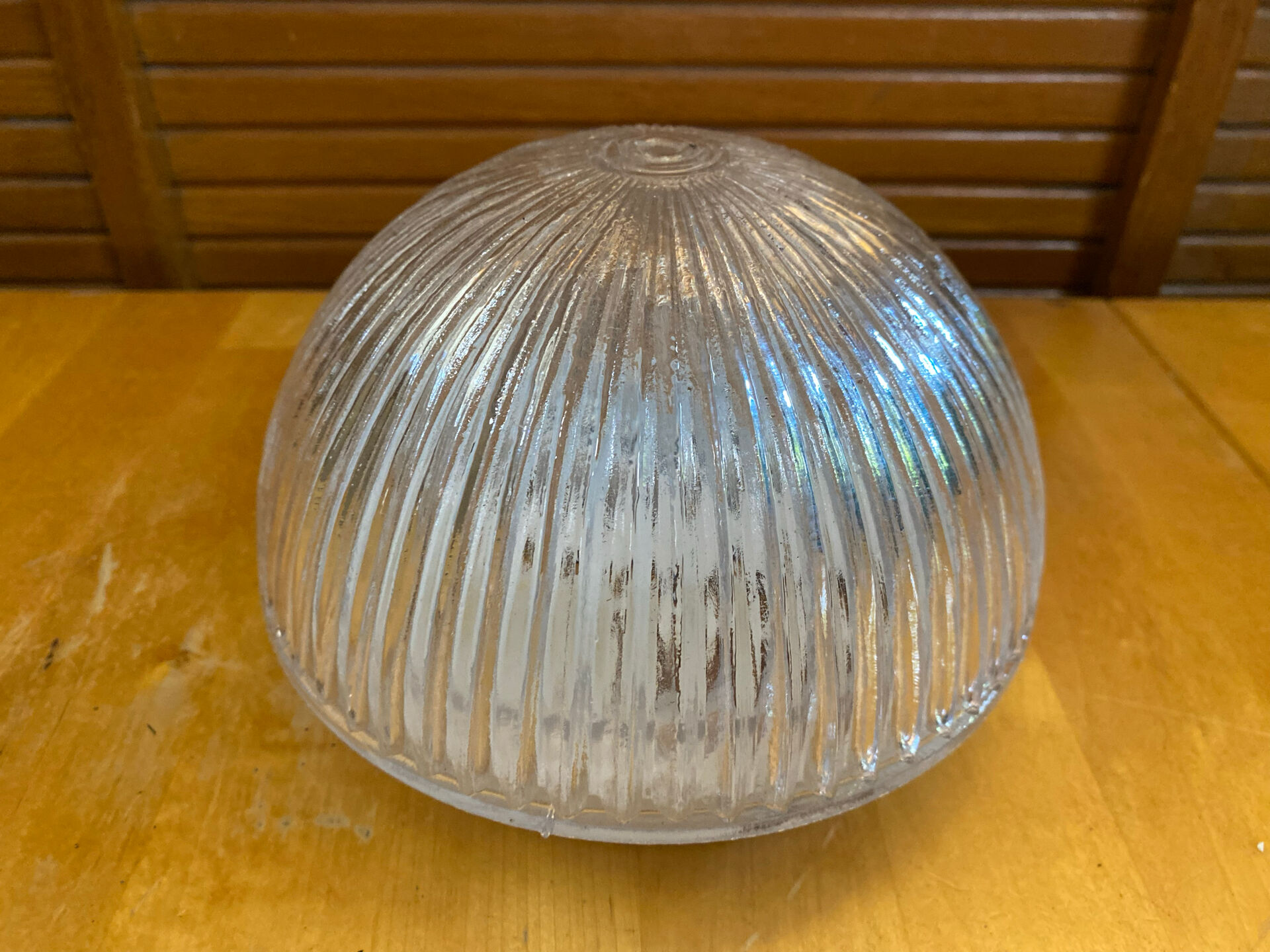Vintage White Metal Support + Moulded Glass Ceiling Light Fixture