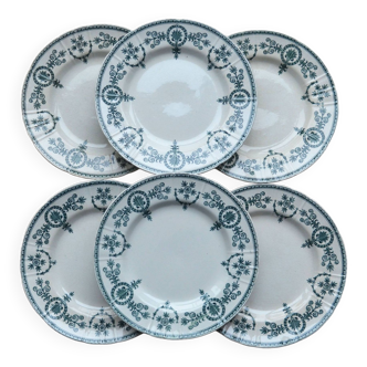 6 opaque porcelain dinner plates from Gien, “Malmaison” model