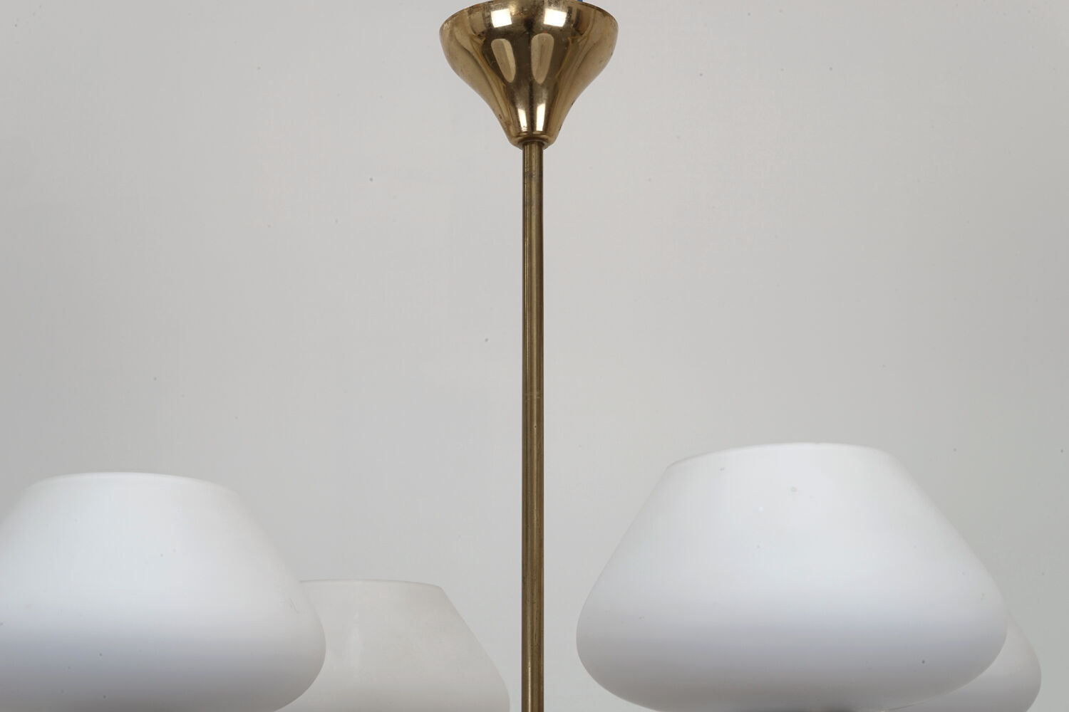 Brass and opaline chandelier by Marcel Asselbur circa 1950