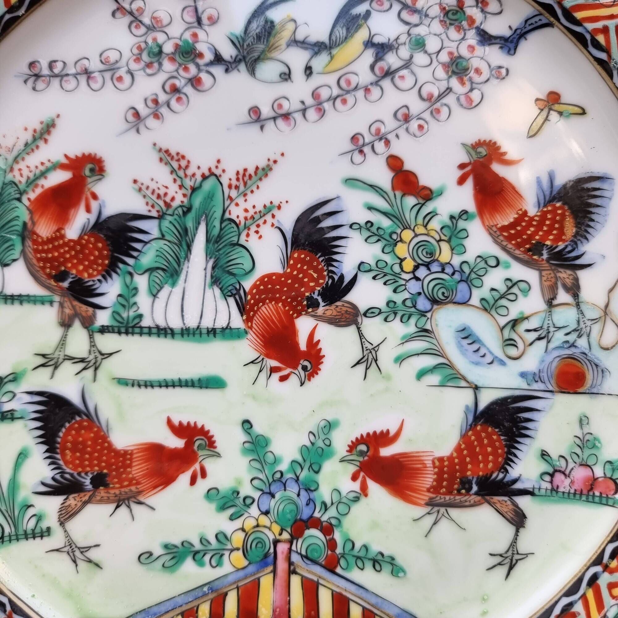 Set of 6 vintage Chinese porcelain plates from Macau (1970) hand painted