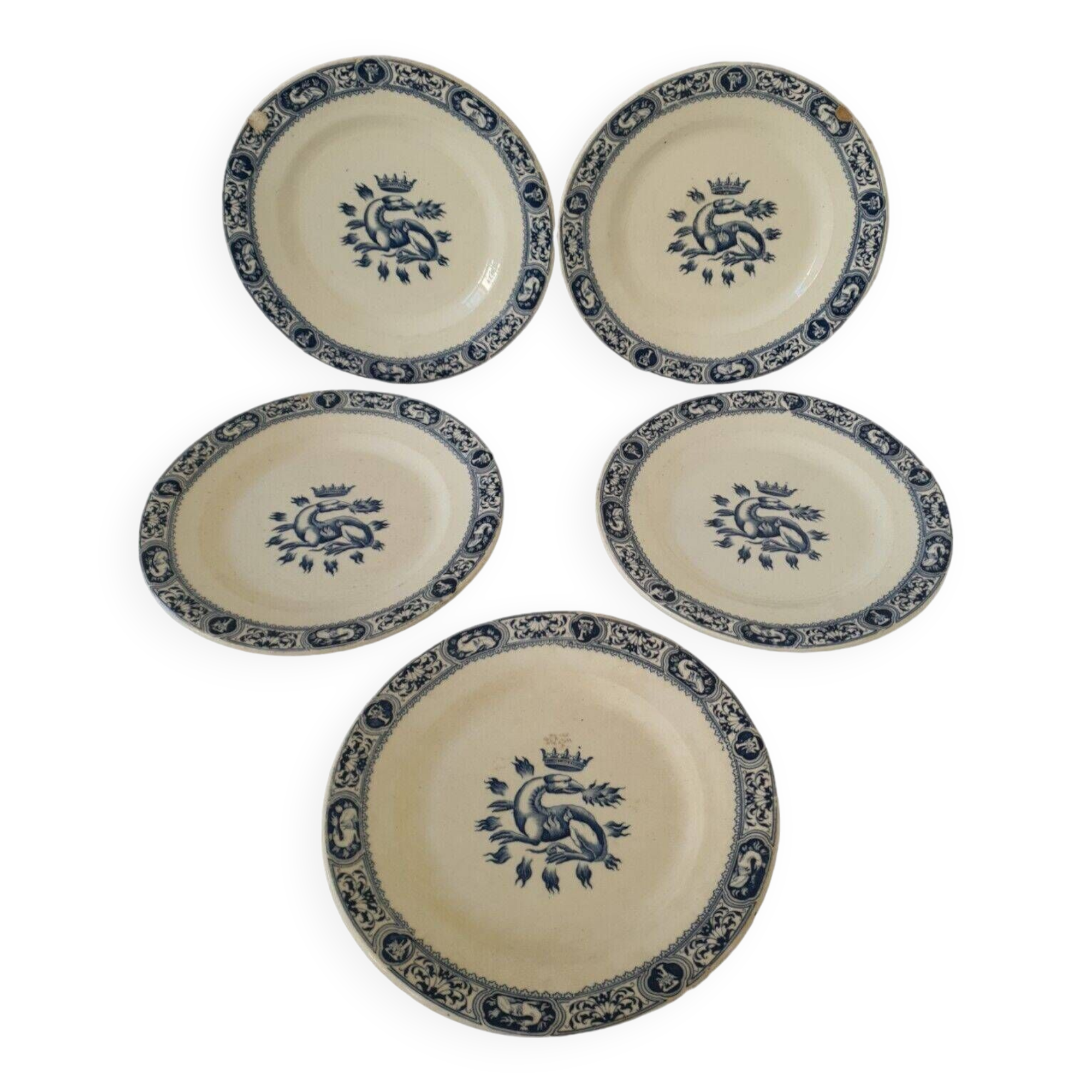 Lot Of 5 Plates François 1er Terre De Fer Model Salins D21.5 Cm