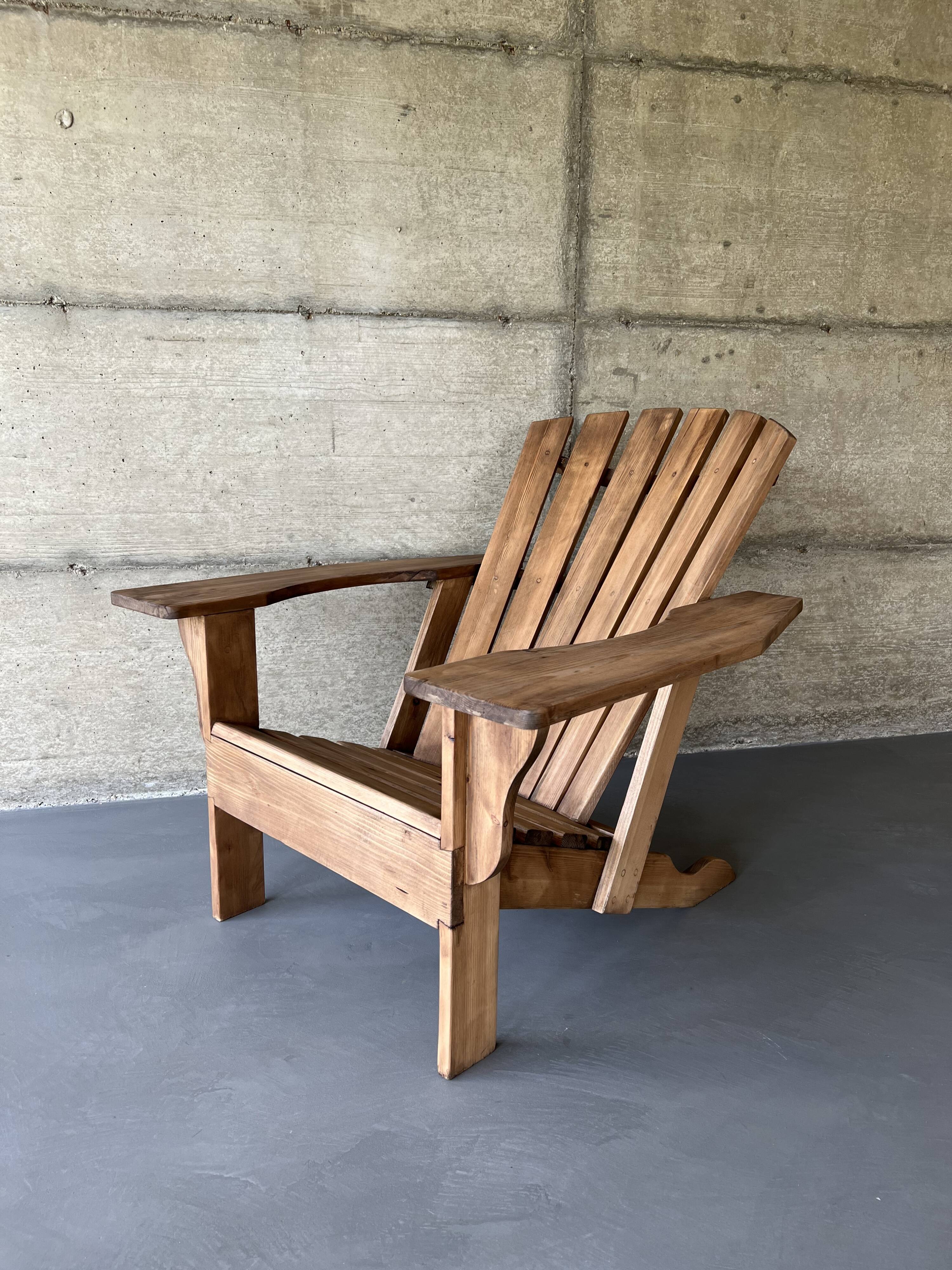 2000s pine Adirondack armchair