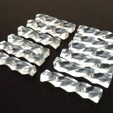 1970s Box of 12 transparent Plexiglas knife holders