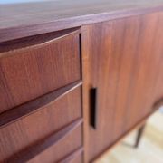 Teak sideboard with sliding doors and drawers – Mid-Century