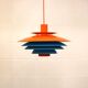 Unique blue and orange pendant lamp by Form Light model 52610, Denmark 70s.