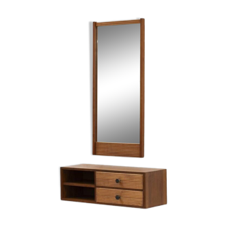 Mirror with floating wall cabinet, Danish design, 1960s
