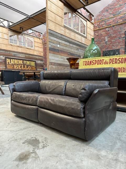 Ensemble de salon en cuir années 80