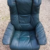 Vintage armchair ekornes green leather