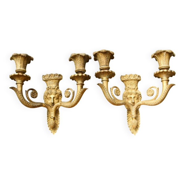Paire d'appliques en bronze d'époque Empire