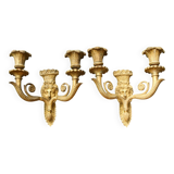 Paire d'appliques en bronze d'époque Empire