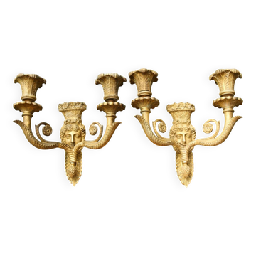 Pair of Empire period bronze sconces