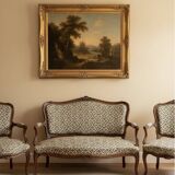 Louis XVI style salon: sofa and 2 cabriolet armchairs.