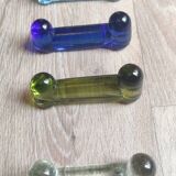 Lot of 4 green knife holders from Biot, peridot, 1970.