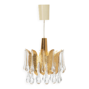 Palwa ceiling light by Palme & Walter, gilded brass and glass, Germany, 1970s.