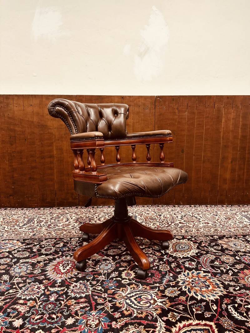 Brown Chesterfield Captain Desk Chair Office chair
