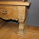 Neoclassical Art Deco cabinet in leather and oak