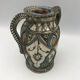 Old safi pottery vase in polychrome paint and metal sculpture décor 14 cm