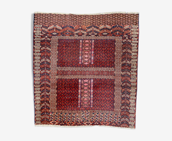 Tapis ancien tribal afghan hatchlou du 19eme siècle 131x140 cm | Selency