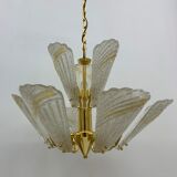 Italian murano glass chandelier hollywood regency design , 1970