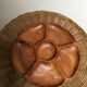 Round wooden dish with six compartments