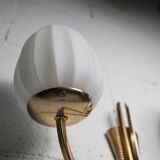 Pair of 1960 opaline and brass wall lights from Italy