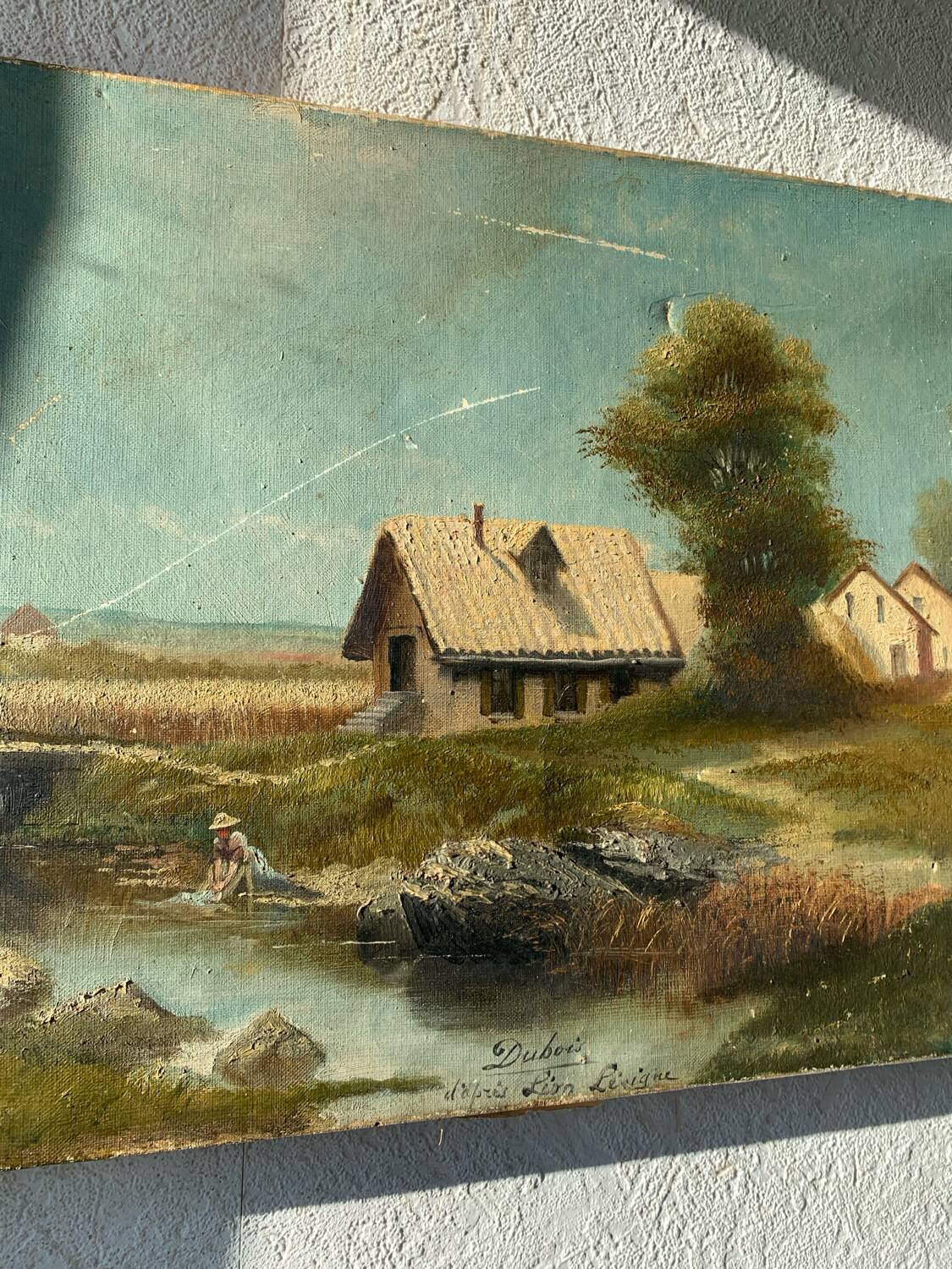 Old oil painting on canvas