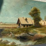 Old oil painting on canvas