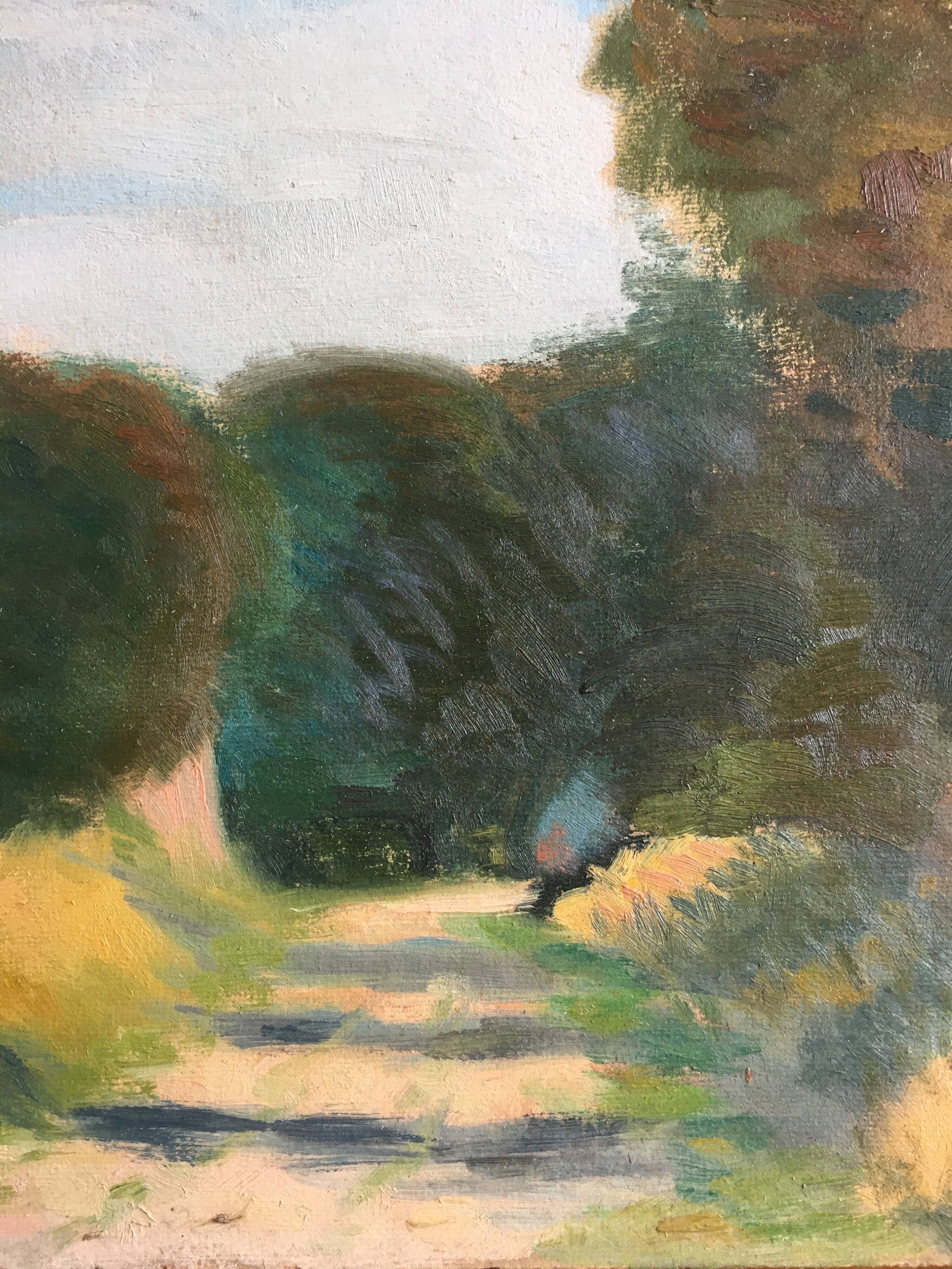 Tableau "Le chemin dans la forêt" pochade impressionniste, vers 1900