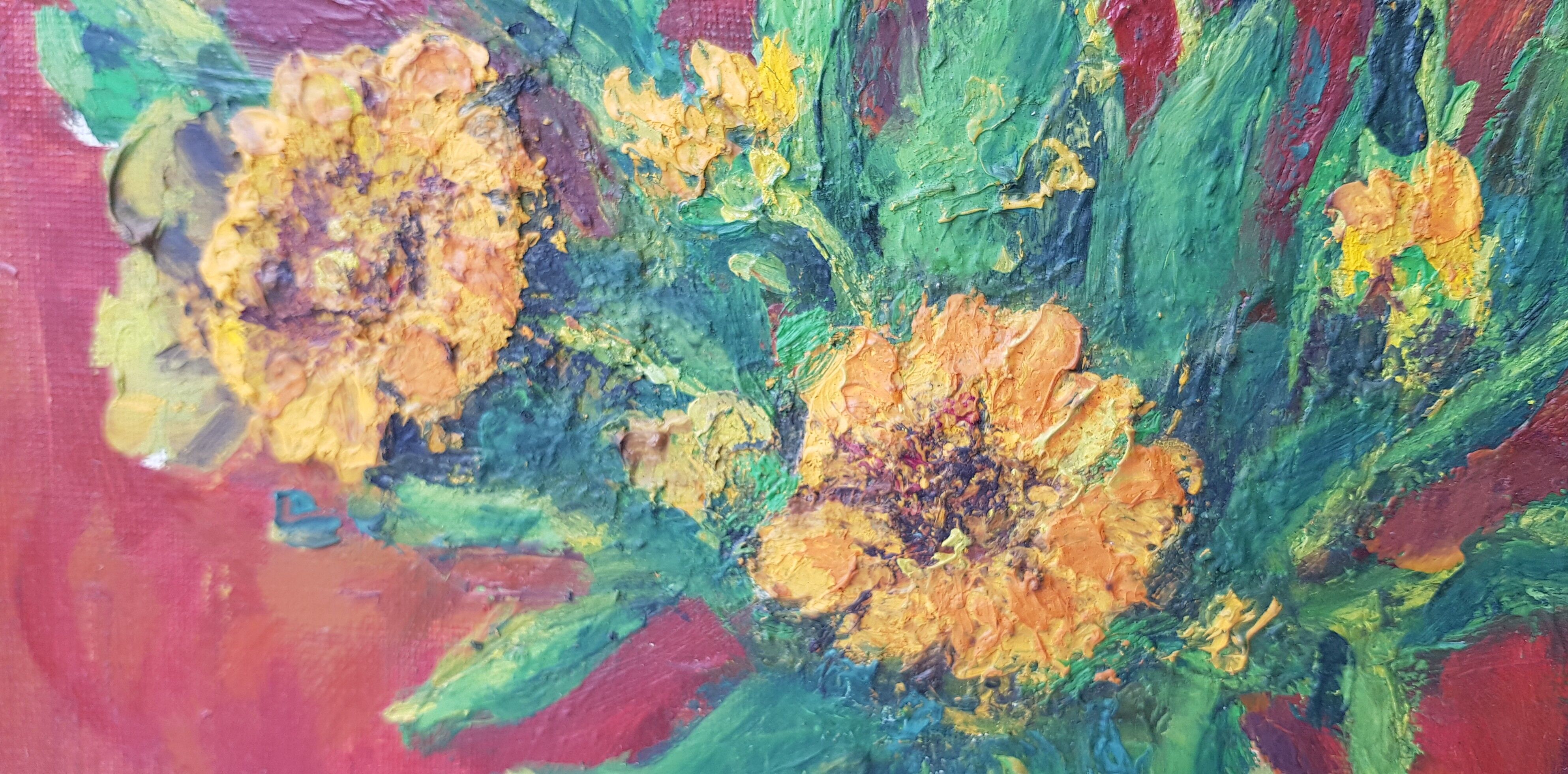 Oil on canvas "marigold flowers"