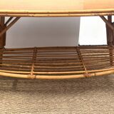 Rattan coffee table and solid wood tray