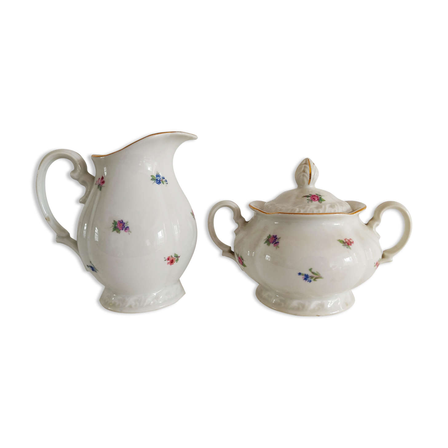 Sugar pot and porcelain milk jug early 20th