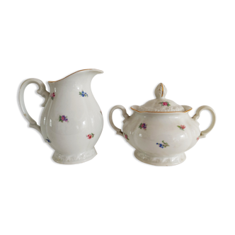 Sugar pot and porcelain milk jug early 20th