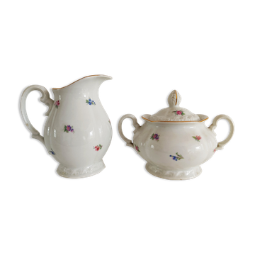 Sugar pot and porcelain milk jug early 20th