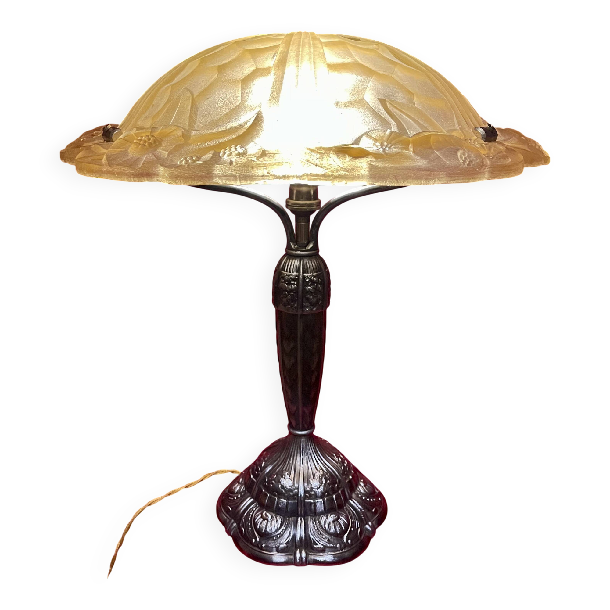 Vintage Art Nouveau lamp signed "Degué", from the 1920s